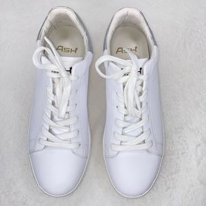 ASH Cult S Leather Platform Sneakers White Silver Sz 41/10-10.5 US